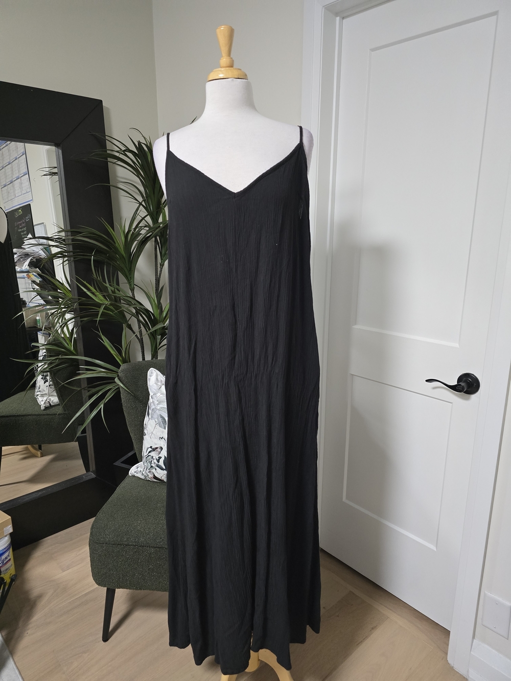 Women's Black V-Neck Slip Maxi Dress